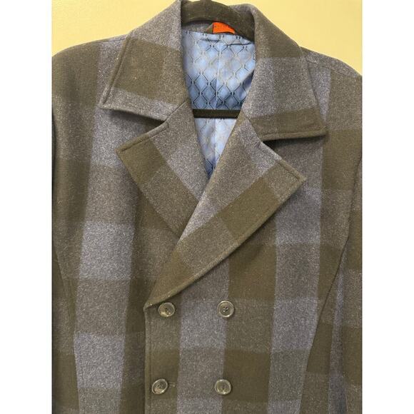 Linea Uomo Men's Blue Navy Double Breasted Wool Blend Jacket Coat Size 44 - Picture 8 of 8